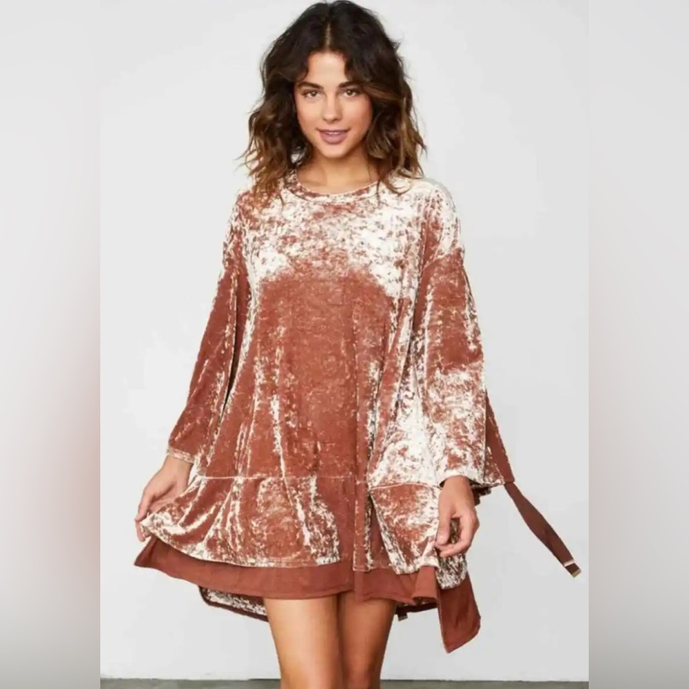 We Are HAH PHAHt City Mini Dress in Rose Gold Crushed Velvet